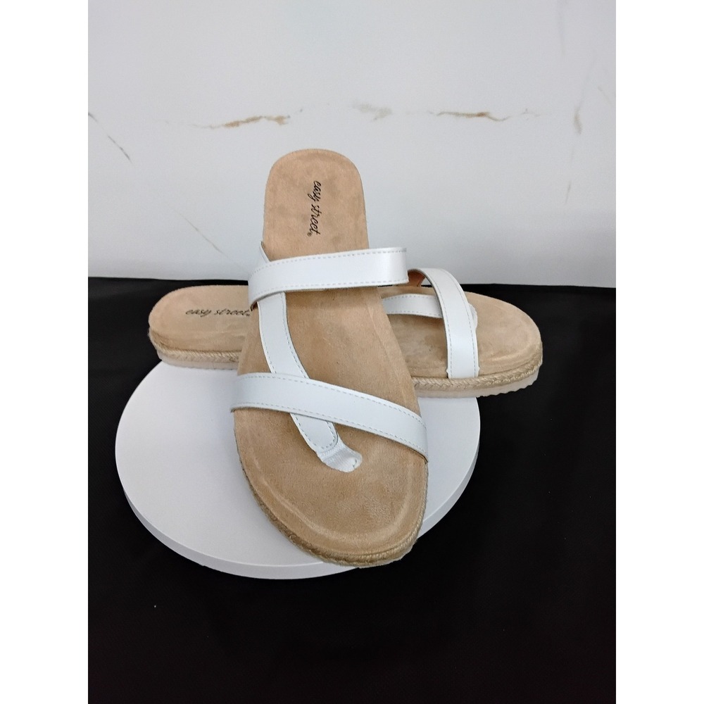 Easy Street Song Sandals White Multi Strap Espadrille Slides Womens 8 SL 145